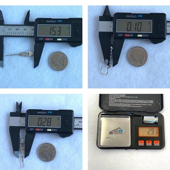 Sterling Silver 925 1.5" Turquoise Cut Out Heart Dangle Earrings - Picture 10 of 16